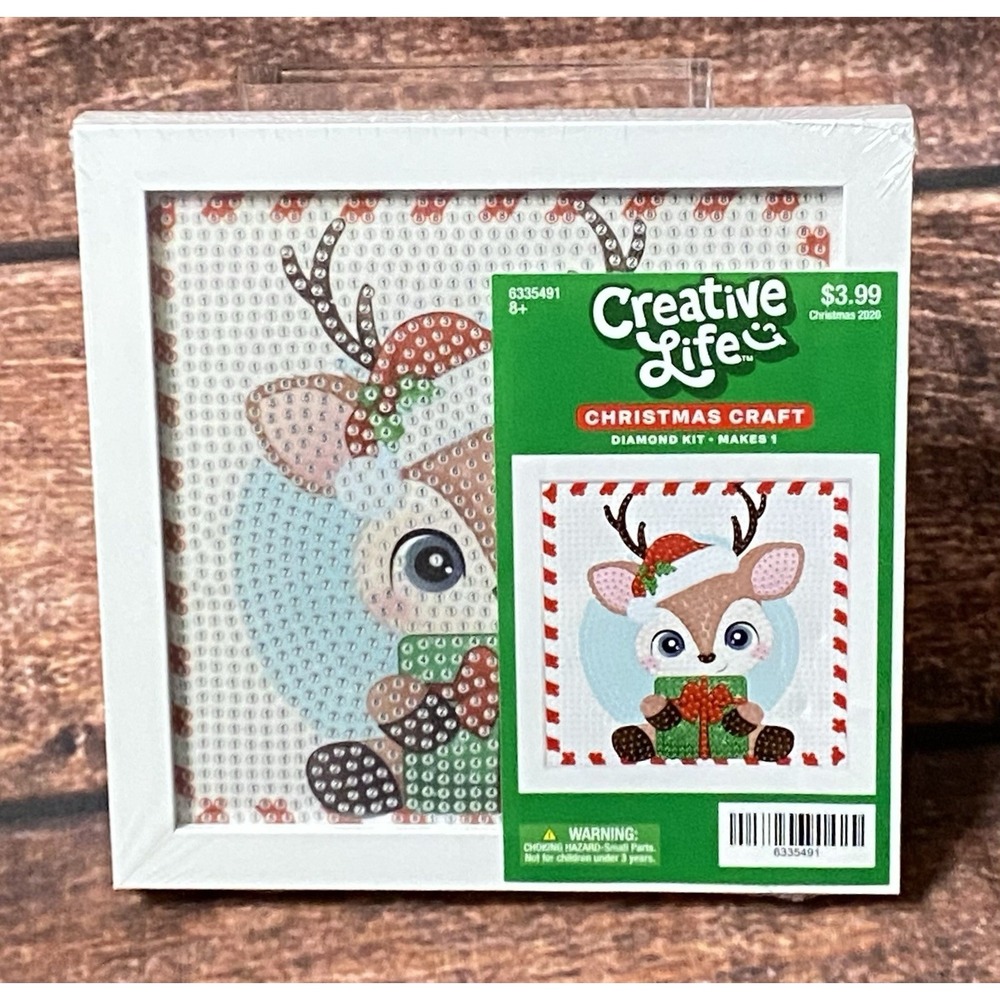 Deer with Present Square Diamond Painting Kit in Frame Hobby Lobby Creative Life